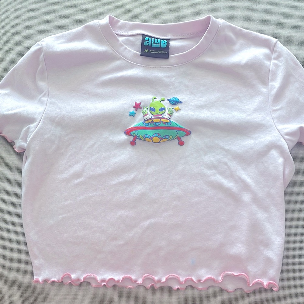ALAB Pink Cropped Alien Shirt